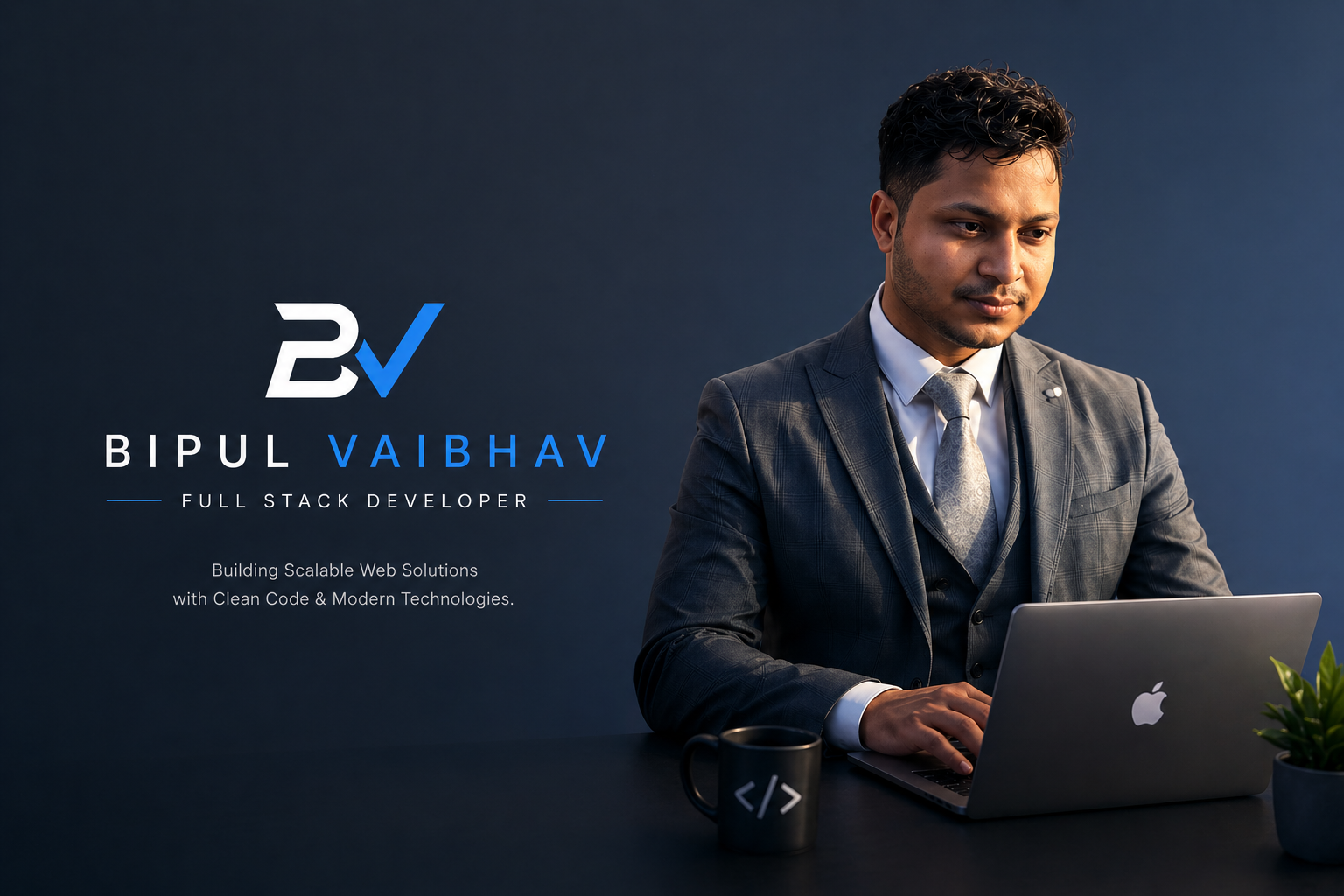 Bipul Vaibhav full stack developer hero banner